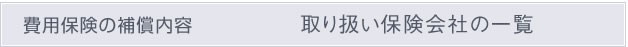 費用保険の補償内容　取扱保険会社の一覧